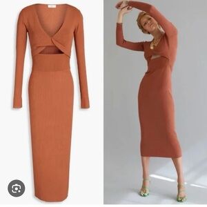 A.L.C Madison cut out midi dress in terracotta size S
